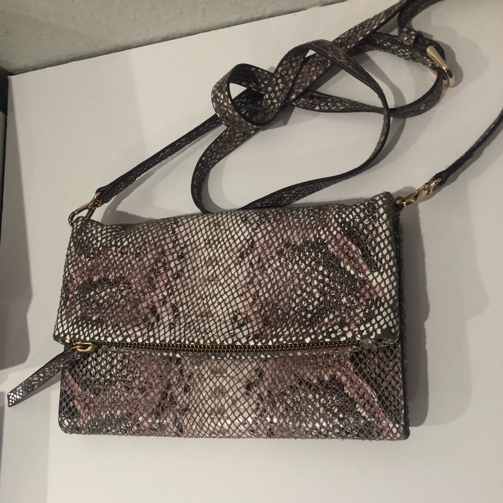 Crossbody Bag with wallet interior faux snakeskin